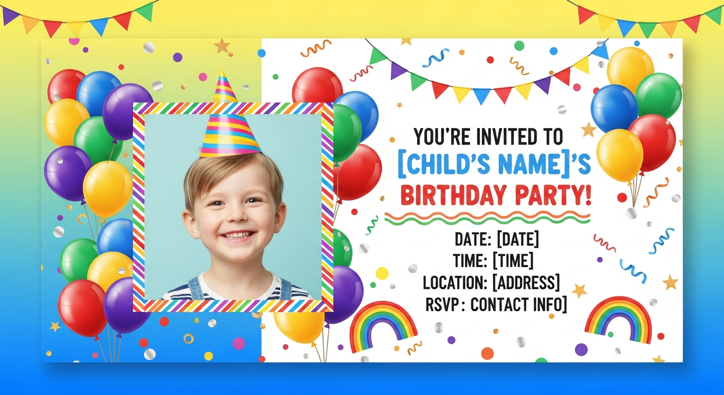 Fun Birthday Party Invitation with Child Photo